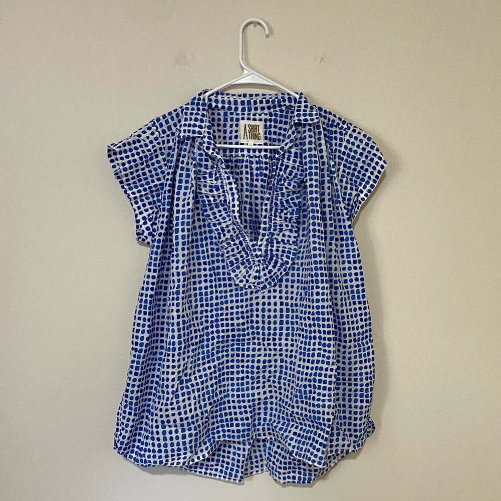 A Shirt Thing Women’s Logan Cabo Ruffle Blouse Size Medium